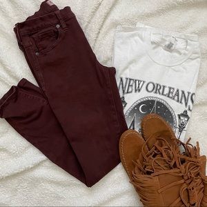 ❌SOLD❌ Madewell Maroon Highriser Skinny Jeans